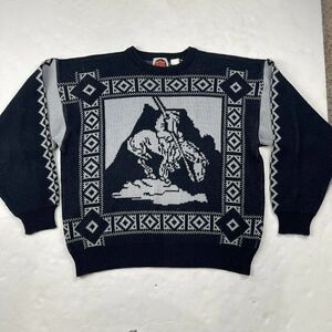 Vintage 70’s MILLER OUTERWEAR Horse Cowichan crewneck Rodeo Sz XL Black Pullover
